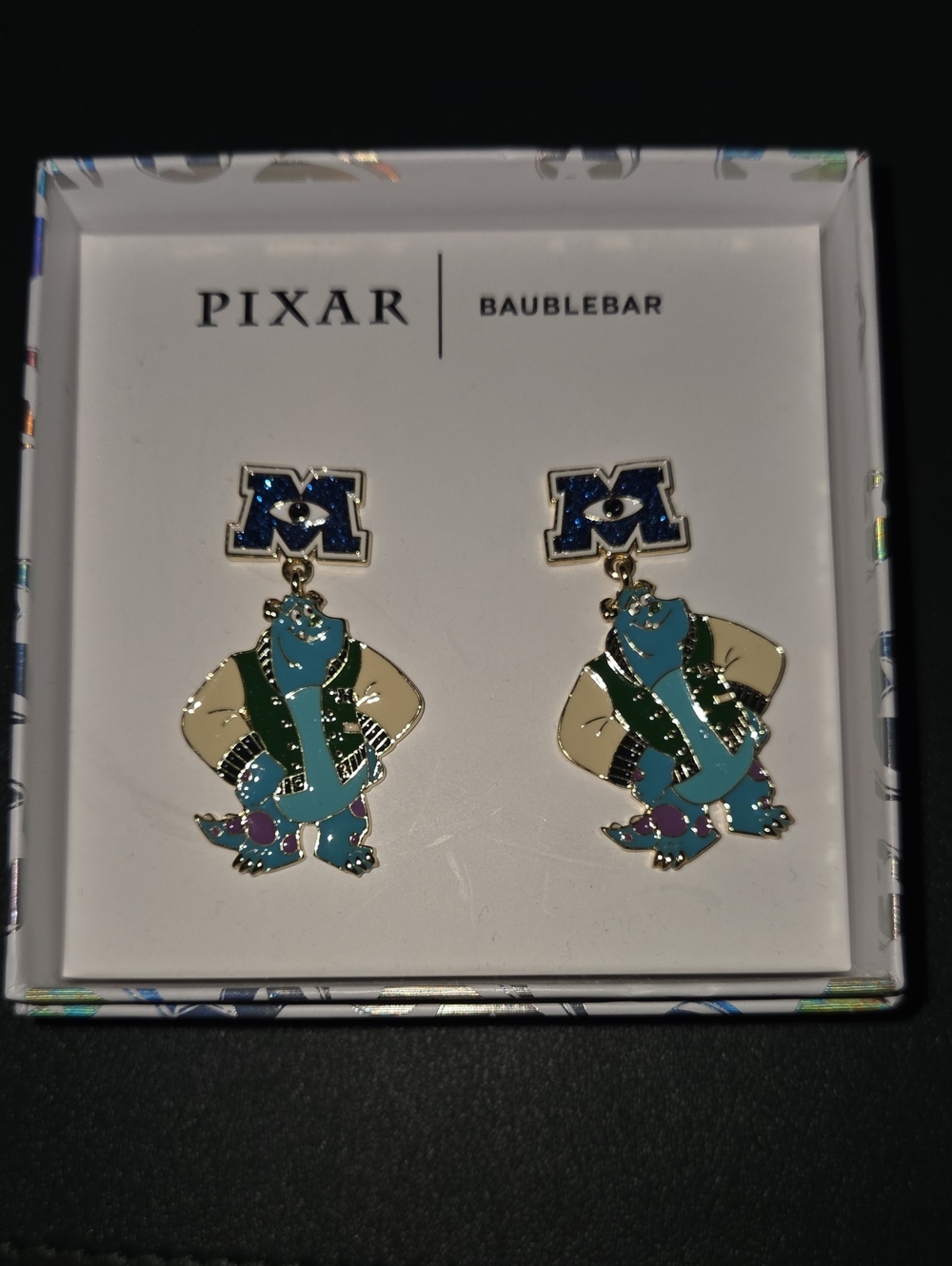 Disney Pixar Sulley Enamel Dangle Earrings - Blue, Cream, Green